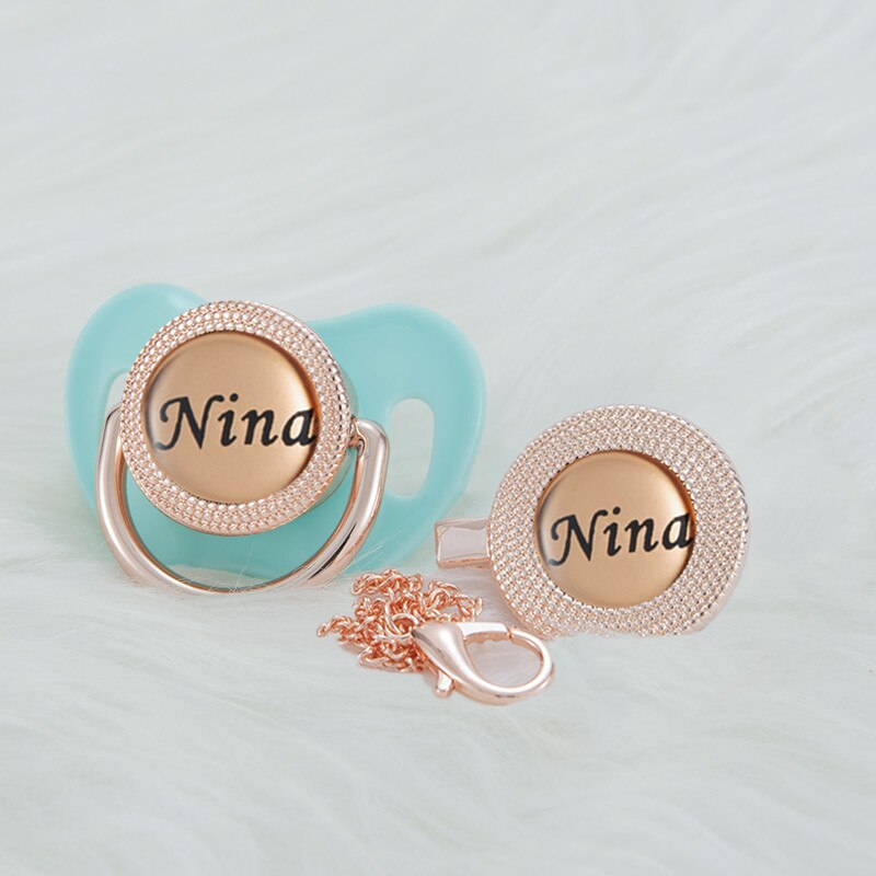 MIYOCAR Personalized any name rose gold bling pacifier and pacifier clip BPA free dummy Luxury unique design pacifier PPG-R