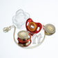 Miyocar Bling Custom Rose Gold Pacifiers Bring 3 Replacement Silicone Teat Include All Size for Boy Girl Baby Shower Gift