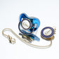 MIYOCAR Sparkling Bling Custom Baby Pacifiers and Clips/Holder Kit with Name Adorned with Blue Rhinestones for boy girl