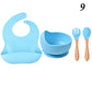 Personalized name Food Grade Baby Feeding Set with Spoon, fork,Silicone Suction Bowls and bib BPA Free - First Stage Self Feed