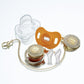 Miyocar Bling Custom Rose Gold Pacifiers Bring 3 Replacement Silicone Teat Include All Size for Boy Girl Baby Shower Gift