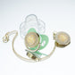 Miyocar Bling Custom Pure Green Pacifiers Bring 3 Replacement Silicone Teat Include All Size for Boy Girl Baby Shower Gift