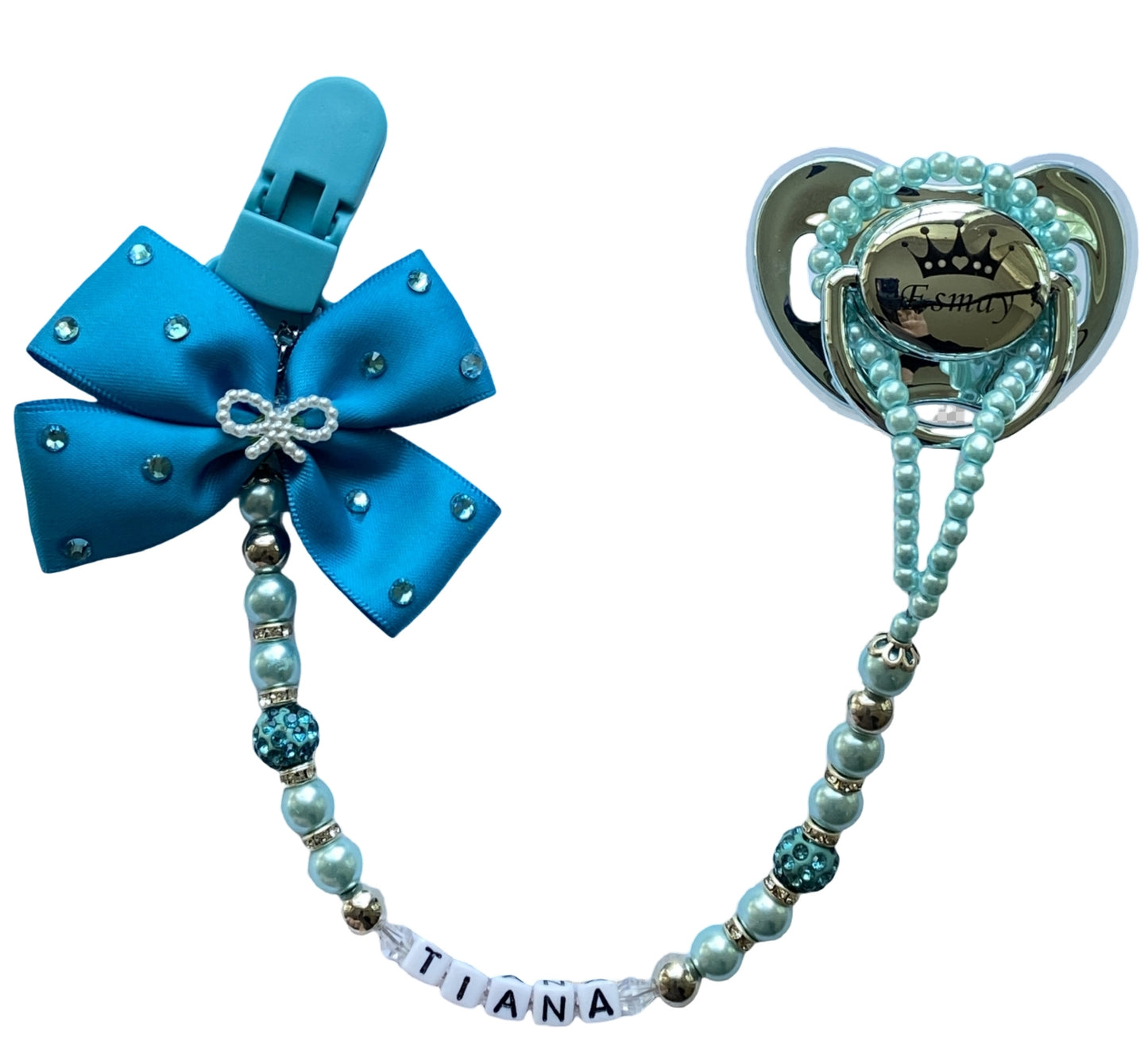 Custom Pacifier and Bling Pacifier Clip Set with Name for Baby Girl and Boy Ideal Gift for Baby Shower