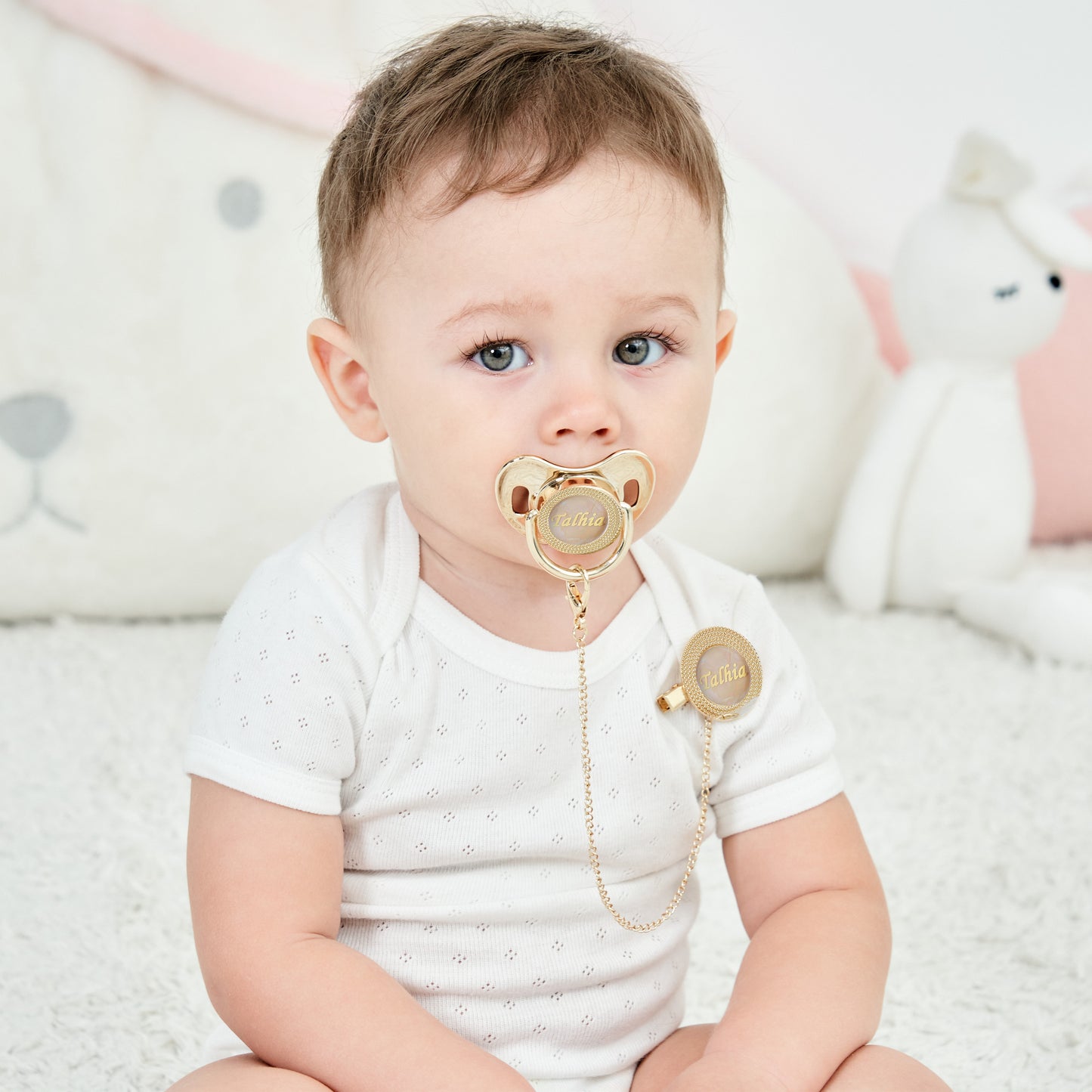 MIYOCAR Personalized any name 18 colors gold bling pacifier and pacifier clip BPA free dummy Luxury unique design pacifier PPG