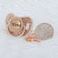 MIYOCAR all bling rose gold personalized pacifier and pacifier clip BPA free dummy BPA free Photography not for daily use