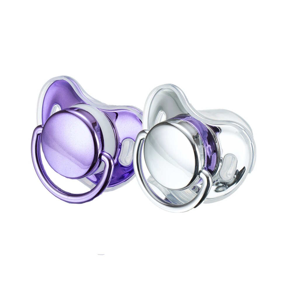 Miyocar Luxurious Silver Blue Pacifier(2pcs) Bring 6 Replacement SiliconeTeat Include All Size for Boy and Girl Baby Shower Gift