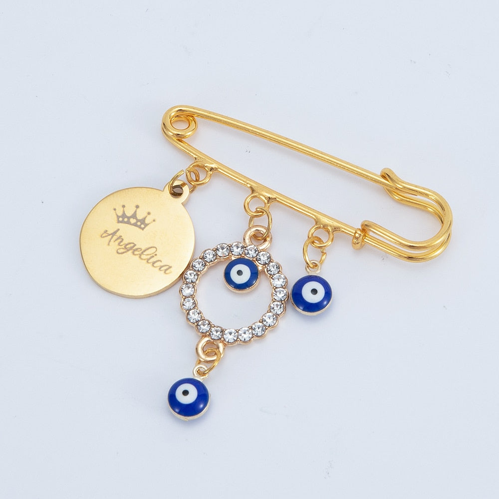 Miyocar Custom Lovely Gold Pin Unique Design Personalized with Protective Evil Eye Design Gift for Baby Shower Bring Good Luck