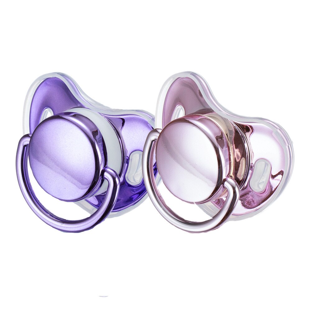 Miyocar Luxurious Gold Purple Pacifier(2pcs) Bring 6 Replacement Silicone Teat Include All Size for Boy Girl Baby Shower Gift