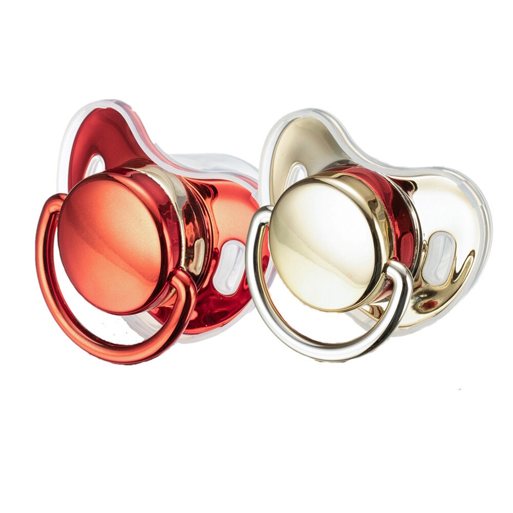 Miyocar Luxurious Rose Gold Pacifier(2pcs) Bring 6 Replacement Silicone Teat Includes All Size for Boy and Girl Baby Shower Gift