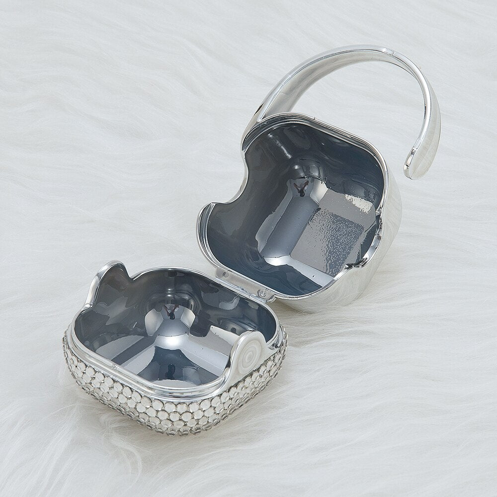 MIYOCAR bling silver Metallic bling pacifier box pacifier holder BPA free Luxury baby shower gift