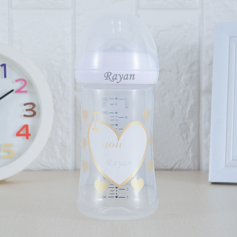 MIYOCAR personalized baby bottle BPA free plastic 260ml and 150ml bottle unique gift for baby lovely baby bottle feeding bottle