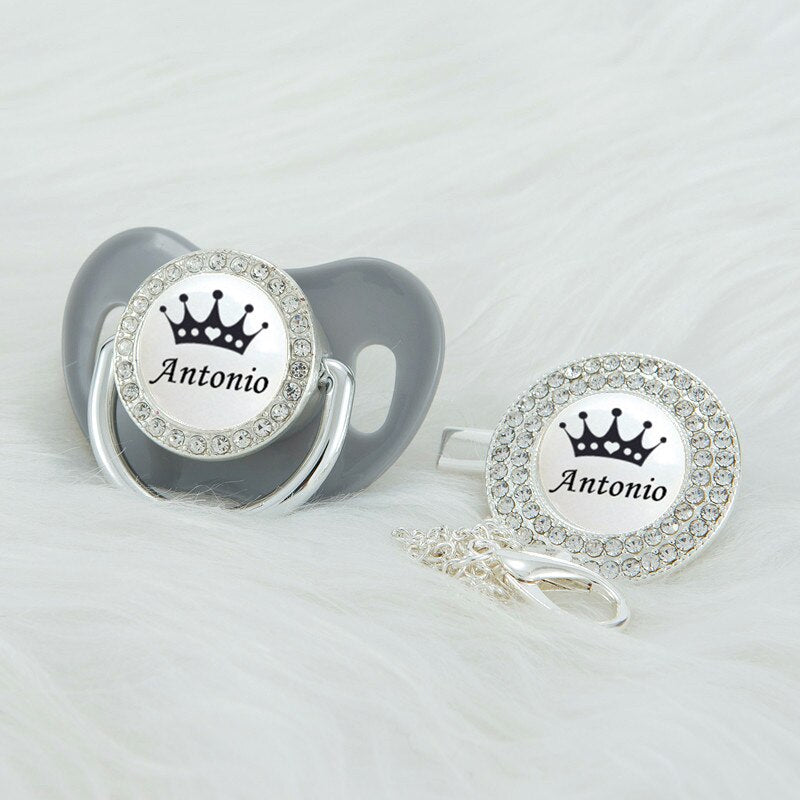 MIYOCAR Personalized black crown bling rose gold pacifier and clip BPA free dummy unique design SGS Approval  PWBC