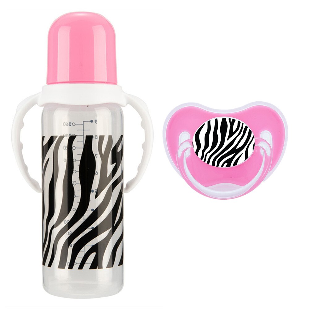 MIYOCAR zebra baby bottle pacifier 2pcs set BPA free plastic 260ml standard neck special gift lovely baby bottle feeding bottle