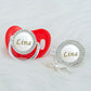 MIYOCAR Personalized rose silver white bling pacifier and pacifier clip BPA free dummy bling unique design PWG-1