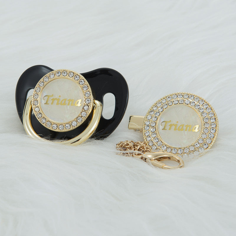 MIYOCAR gold collection Templates custom bling pacifier and clip set