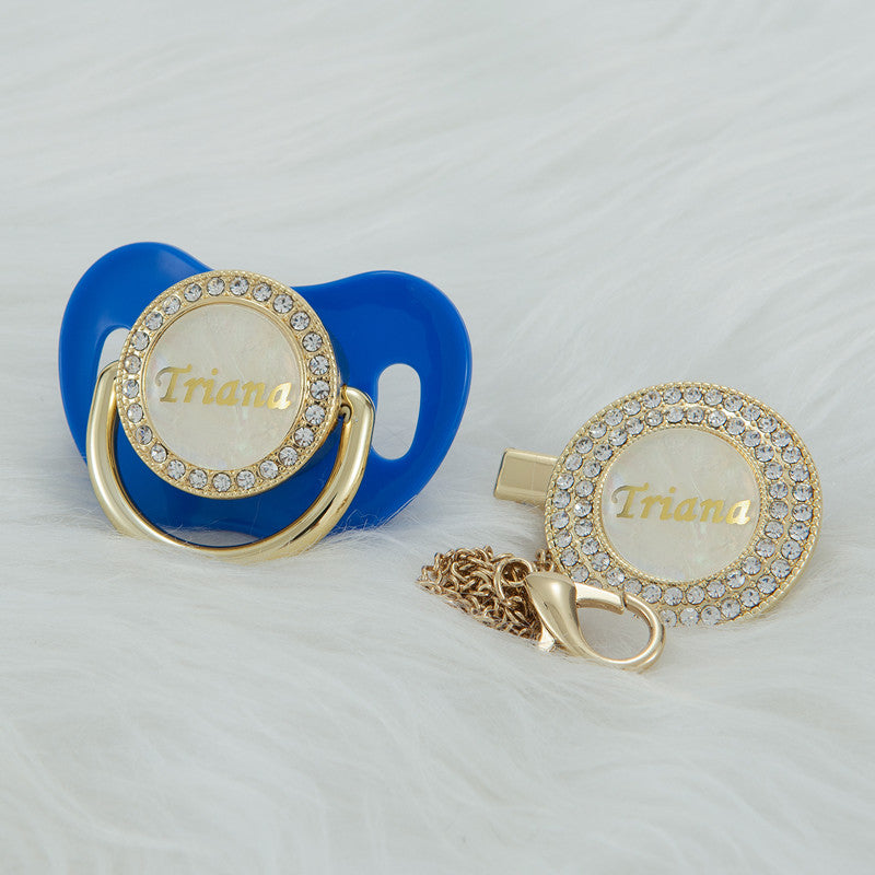 MIYOCAR gold collection Templates custom bling pacifier and clip set